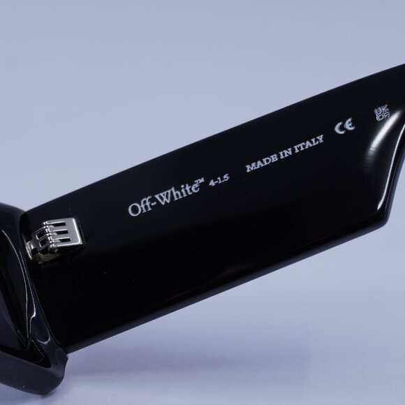 Off-White OERI140 TROY 1007 Sunglasses Black Rectangle Frame, Dark Grey Lenses - Picture 6 of 9